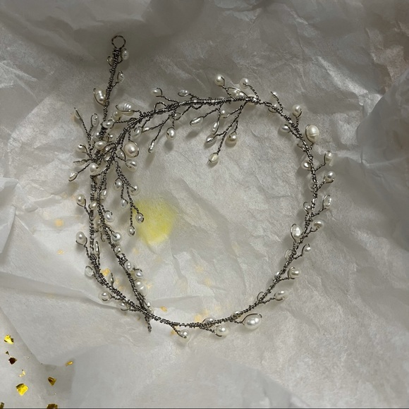 Untamed Petals AJ Dainty fresh water pearl Tiara main image 9